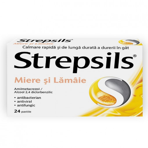Strepsils Miere si Lamaie x 24 comprimate de supt