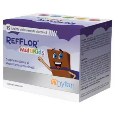 Refflor MultiKids ciocolata x 15 tablete masticabile