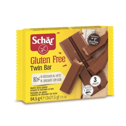 Schar Napolitane invelite in ciocolata fara gluten Twin Bar, 21.5 grame x 3 bucati