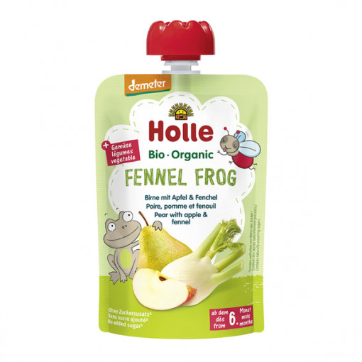 Holle Piure BIO cu mere, pere si fenicul, de la 6 luni x 100 grame