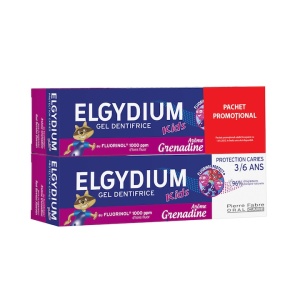 Elgydium Kids pachet Pasta de dinti pentru copii 3-6 ani, aroma fructe de padure 50ml x 2 bucati