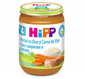 Hipp Piure BIO cu orez, morcov si vitel x 190 grame