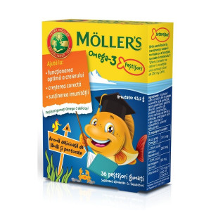 Mollers Omega 3 Fishes Pestisori cu aroma de Portocala x 36 jeleuri - Img 2