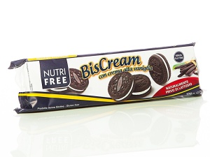 NutriFree BisCream Biscuiti fara gluten cu crema de vanilie x 125 grame