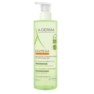 Aderma Exomega Gel spumant pentru corp si par, piele uscata atopica x 500ml