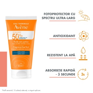 Avene Solaire Fluid fara parfum cu SPF50+ Triasorb x 50ml - Img 2