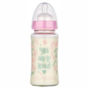 Baby Nova Biberon din sticla cu gat larg si tetina soft natural anticolici x 240ml (cod 44240) - Img 2