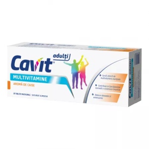 Cavit pentru adulti Multivitamine, aroma de caise x 20 tablete masticabile