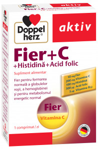 Doppel Herz Aktiv Fier + Vitamina C + Histidina + Acid Folic x 30 comprimate