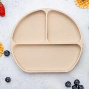 Farfurie Silicon cu Capac Appekids Bubble Beige - Img 6