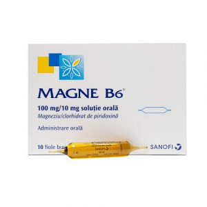 Magne B6 100mg/10mg solutie orala x 10 fiole buvabile