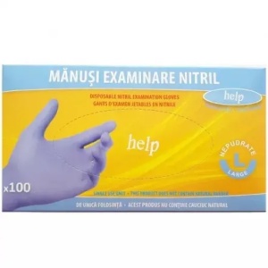 Manusi examinare Nitril nepudrate, marimea L x 100 bucati, Blue Sail CN