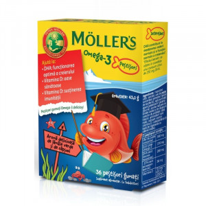 Mollers Omega 3 Fishes Pestisori cu aroma de Capsuni x 36 jeleuri - Img 2