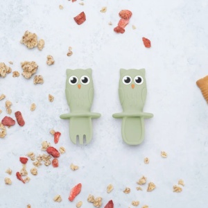 Set de tacamuri din silicon Appekids Owl Green
