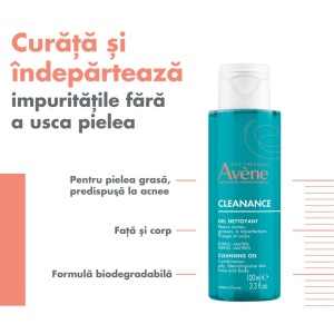 Avene Cleanance gel de curatare ten gras x 100ml - Img 2