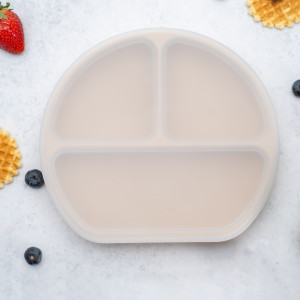 Farfurie Silicon cu Capac Appekids Bubble Beige - Img 4