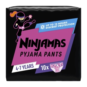 Ninjamas Scutece chilotel de noapte pentru fete, 4-7 ani, 17-30 kg x 10 bucati