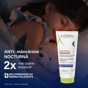 Aderma Exomega Control Crema emolienta de noapte pentru piele uscata, atopica x 200ml - Img 2