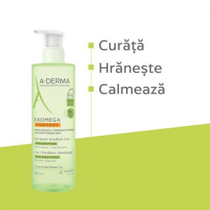 Aderma Exomega Control Gel 2in1 cu pompita x 500ml - Img 2