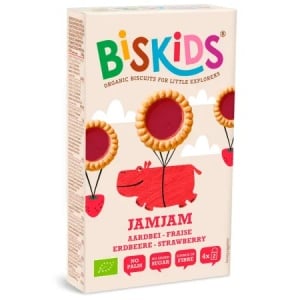 Biskids Biscuiti ECO Jam Jam cu capsuni x 100 grame