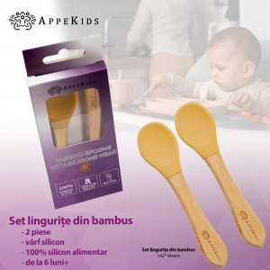 Lingurite din bambus pentru diversificare bebelus, Appekids Honey - Img 3