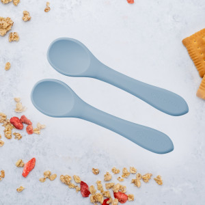 Lingurite din silicon pentru diversificare bebelus, Appekids Aqua Blue - Img 4