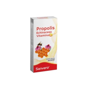 Sanvero Propolis cu Vitamina C si Echinacea x 20 comprimate masticabile