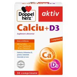 Doppelherz aktiv Calciu + vitamina D3 x 30 comprimate