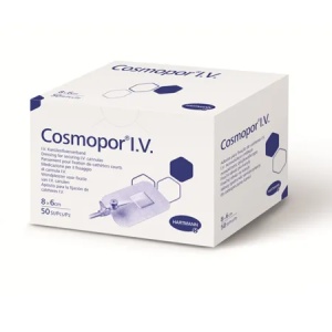 Hartmann Cosmopor I.V. Plasturi sterili pentru fixarea branulelor 6 cm x 8 cm x 50 bucati