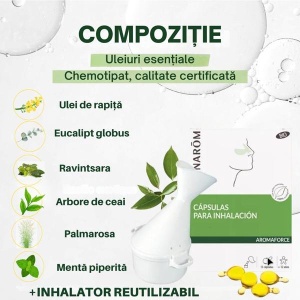 Kit Capsule BIO pentru inhalatii cu uleiuri esentiale x 15 monodoze + Inhalator reutilizabil, Pranarom - Img 4