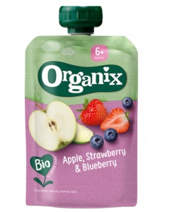Organix Piure Mere, Afine, Capsuni fara gluten, de la 6 luni x 100 grame