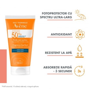 Avene Solaire Fluid fara parfum cu SPF50+ Triasorb x 50ml - Img 2