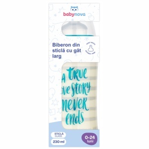 Baby Nova Biberon din sticla cu gat standard x 240ml, cod 43706