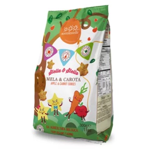 Biscuiti Bio pentru copii cu mar si morcov x 300 grame, Sottolestelle