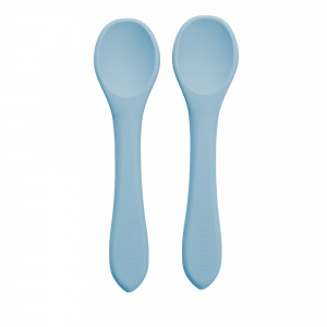 Lingurite din silicon pentru diversificare bebelus, Appekids Aqua Blue - Img 1