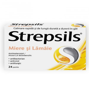 Strepsils Miere si Lamaie x 24 comprimate de supt