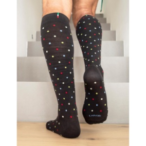 Triamed Sosete compresive din bumbac pana la genunchi Fancy Negru, unisex, marimea L (cod 810)