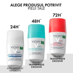 Vichy pachet deodorant roll-on tratament intensiv anti-transpirant Stress Resist 72H, 50ml x 2 bucati - Img 3