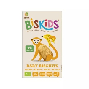 Biskids Baby Biscuiti Eco cu aroma de banana fara zahar, de la 6 luni x 120 grame