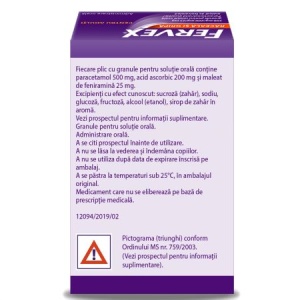 Fervex Raceala si Gripa pentru adulti 500mg/200mg/25mg granule pentru solutie orala x 8 plicuri - Img 2