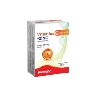 Sanvero Vitamina C Retard + Zinc x 30 comprimate