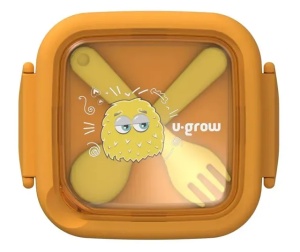 U-Grow Caserola 2in1 galben, cu furculita si lingurita
