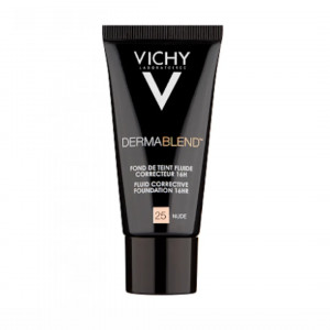 Vichy Dermablend Fond de ten corector fluid, rezistenta 16h ten normal sau uscat Nuanta 25 Nude x 30ml - Img 1