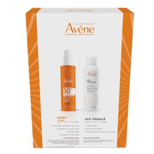 Avene Pachet Spray pentru protectie solara cu SPF50 x 200ml + Apa termala spray x 150ml