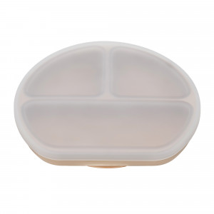 Farfurie Silicon cu Capac Appekids Bubble Beige - Img 2