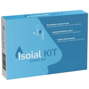 Isoial Kit solutie salina pentru nas infundat + nebulizator nazal x 15 flacoane