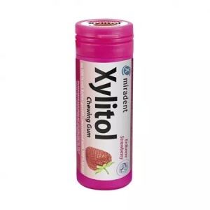 Miradent Kids Guma de mestecat cu capsuni pentru copii cu Xylitol x 30 bucati