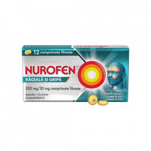 Nurofen Raceala si gripa 200mg/30mg x 12 comprimate