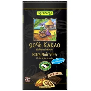 Rapunzel Ciocolata Amaruie 90% cacao si zahar din flori de cocos vegana eco x 80g
