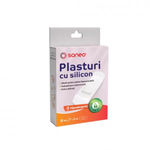 Saneo Plasturi cu silicon 7cm/2cm x 10 bucati